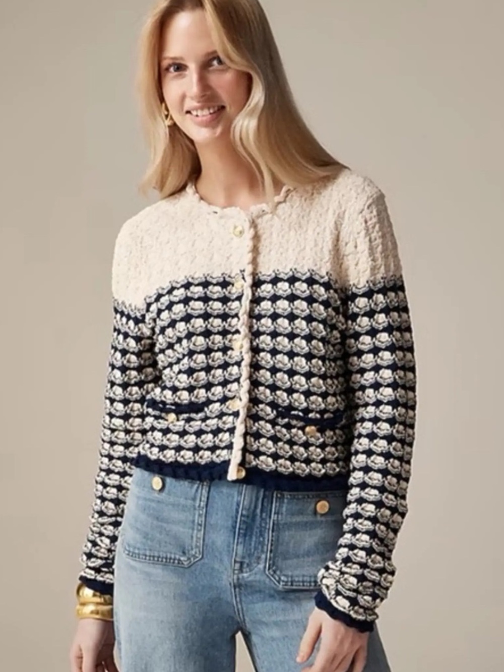J Crew Coastal Crochet Lady Jacket